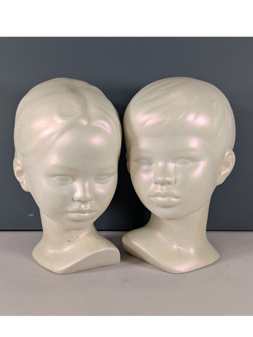 1960s Satin Pearlescent HOLLAND MOLD ceramic Boy and Girl Busts